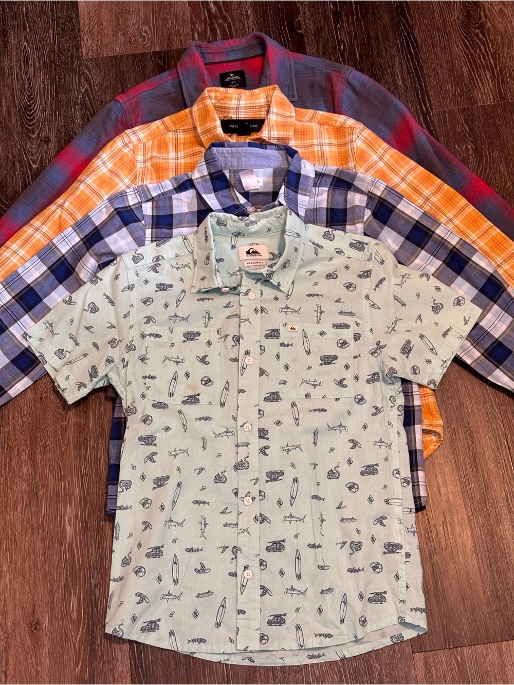 Lot of 4 Boy’s Medium Button-Down Shirts - Quicksilver, Rip Curl, etc.